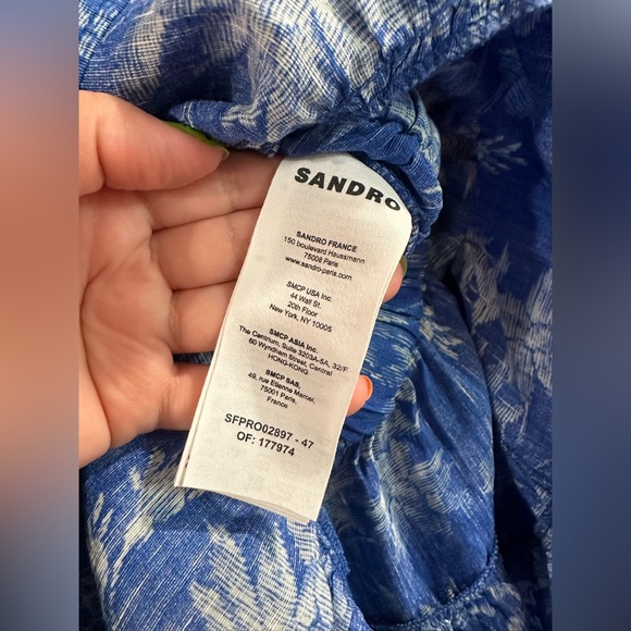 NWOT Sandro Pernille Palm Print Linen Dress Size 38/Medium. - Picture 6 of 10